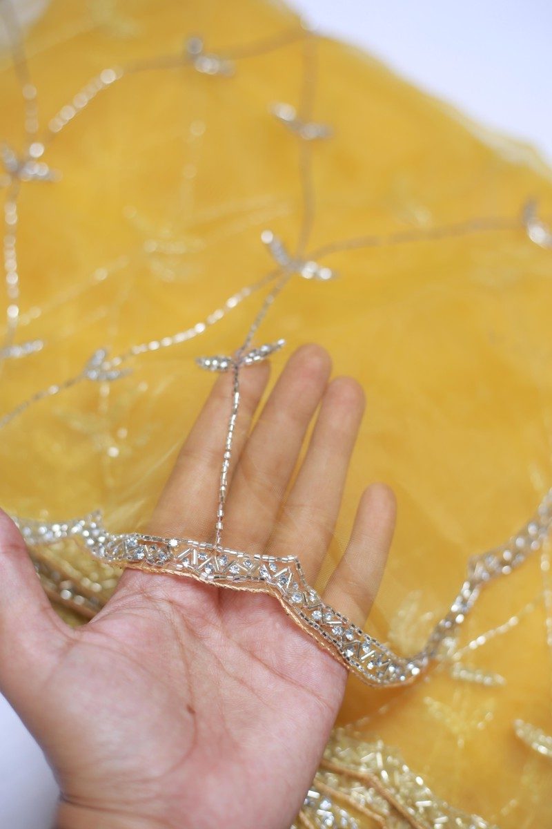 Yellow Crystal Saree - Image 4